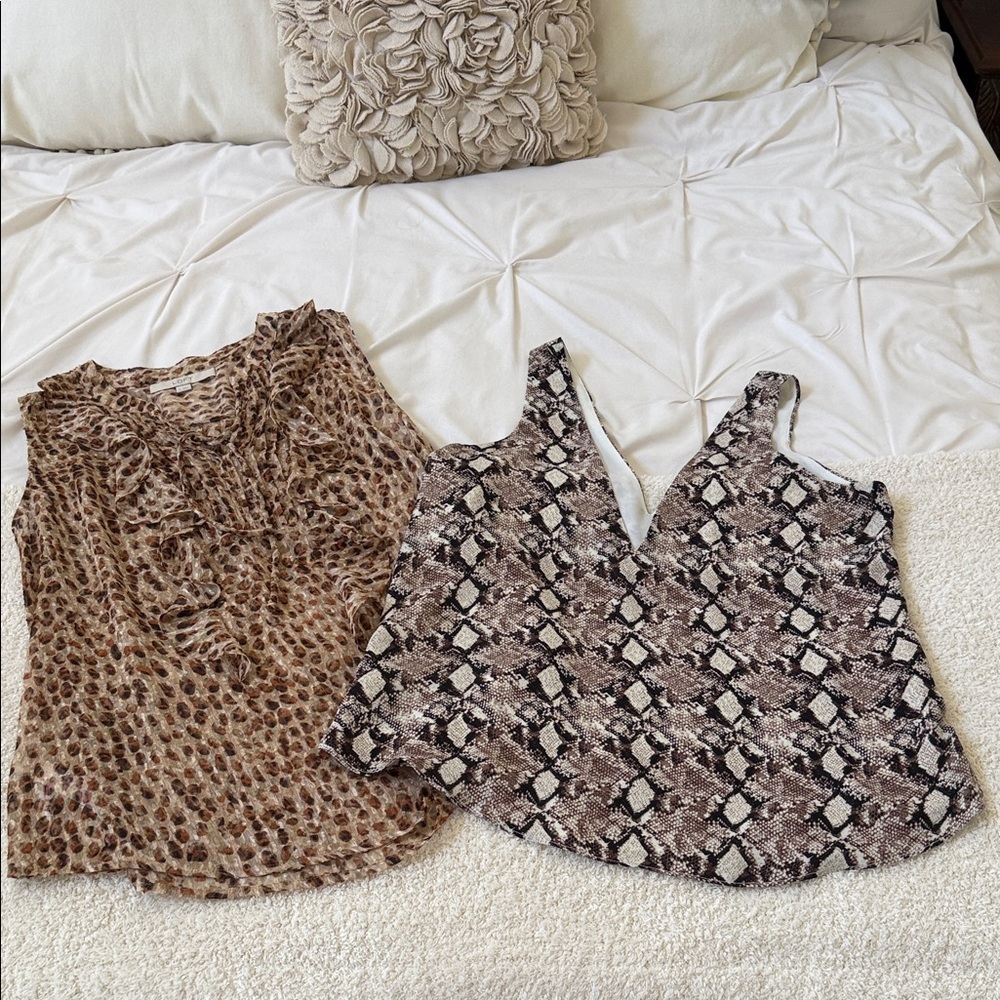 Animal Print Tops Lot of 2 Leith and Loft Size Small Wear under jackets or alone
